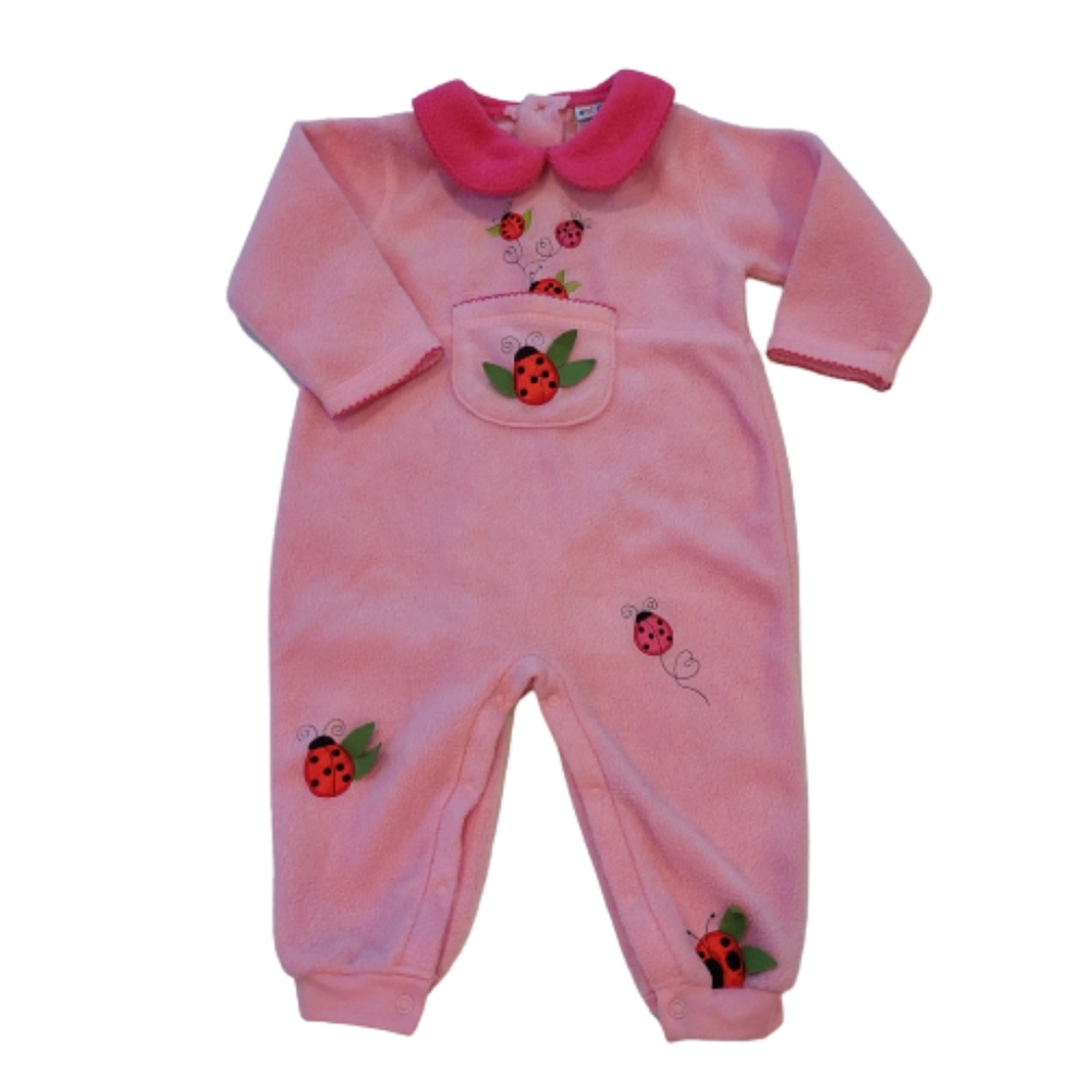Pink Vintage Ladybug Heart Romper 18M 💓🐞